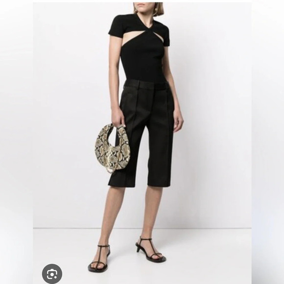 NWT KHAITE Vita Bodysuit Ribbed Cutout Size M Black Thong Back - Picture 2 of 14